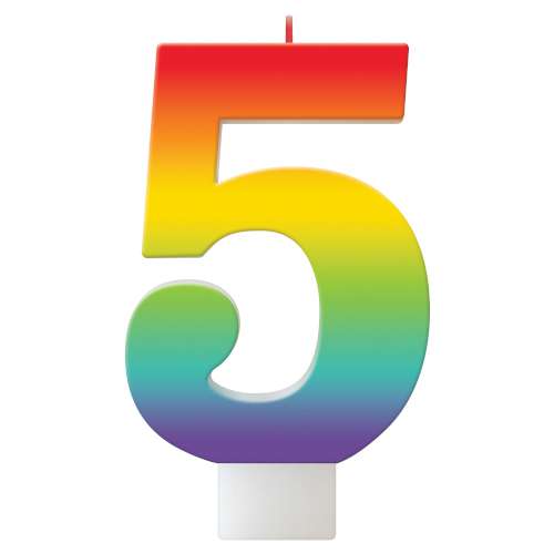 Rainbow Number Candle - No 5